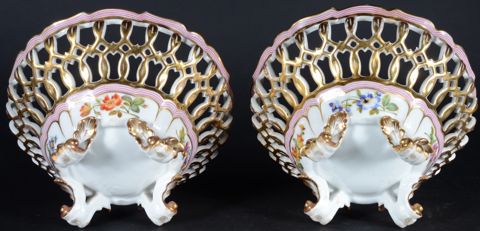 Par de belas fruteiras de porcelana francesa Velho Paris, laterais... - foto 5 de 5