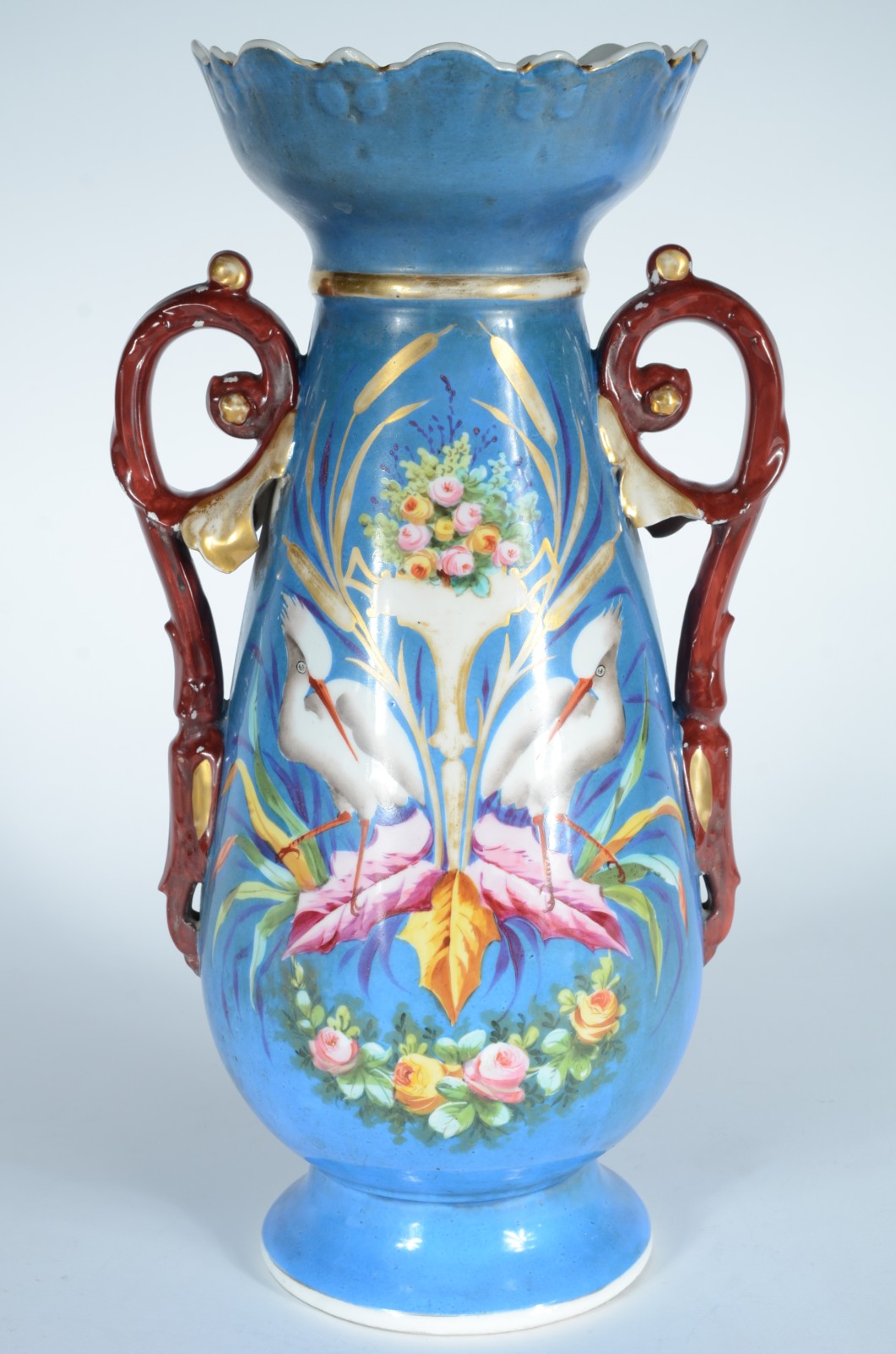 Vaso de porcelana francesa Velho Paris, decorado com flores em... - foto 1 de 9
