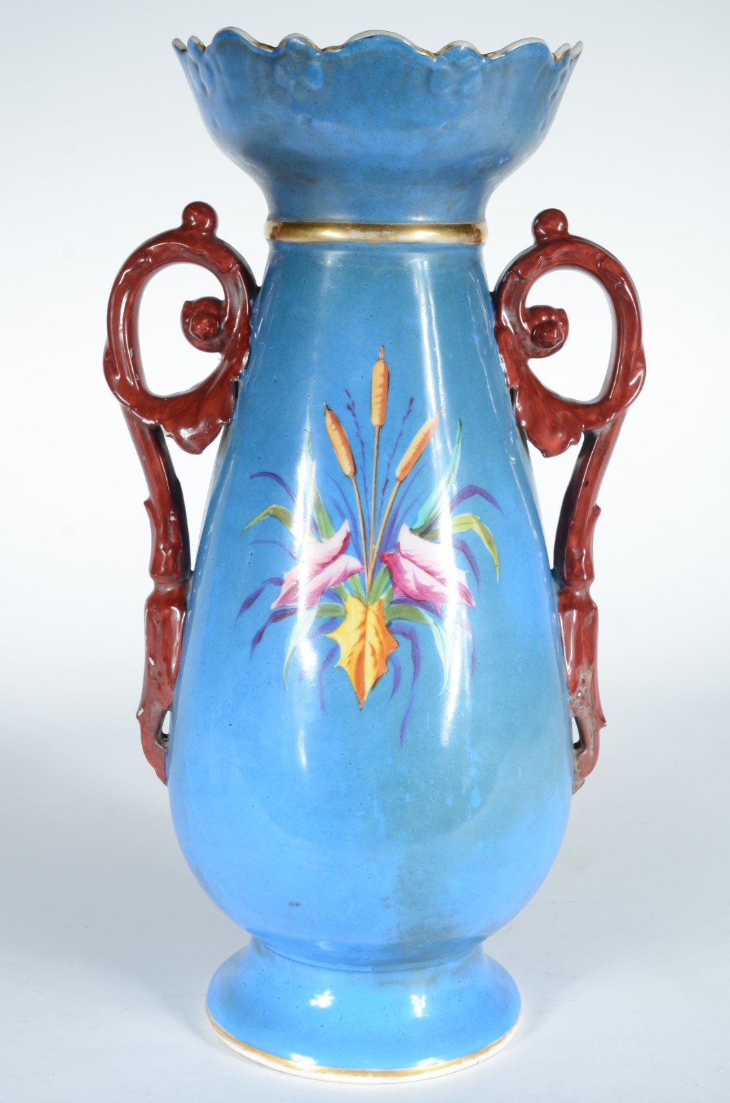 Vaso de porcelana francesa Velho Paris, decorado com flores em... - foto 2 de 9