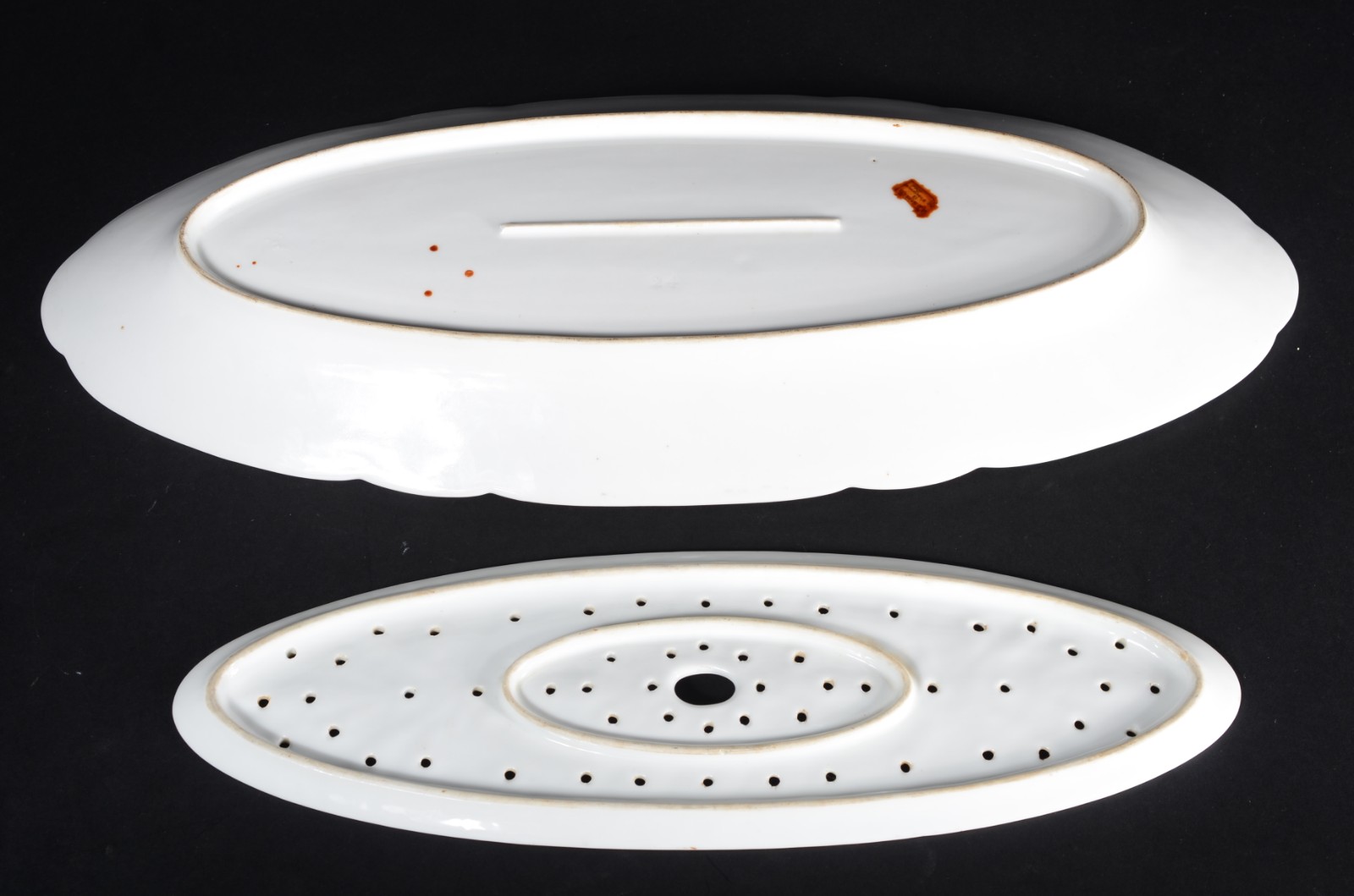 Travessa para peixe de porcelana francesa A.L.Garraux, com placa... - foto 5 de 7