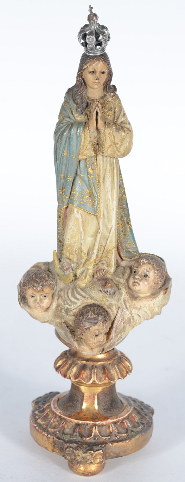 Nossa Senhora - Imagem portuguesa de madeira policromada e dourada... - foto 1 de 7