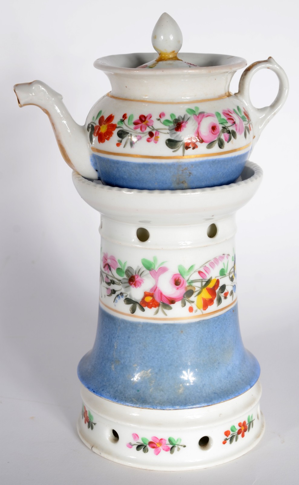 "Veilleuse" de porcelana francesa Velho Paris, decoração floral em... - foto 1 de 8