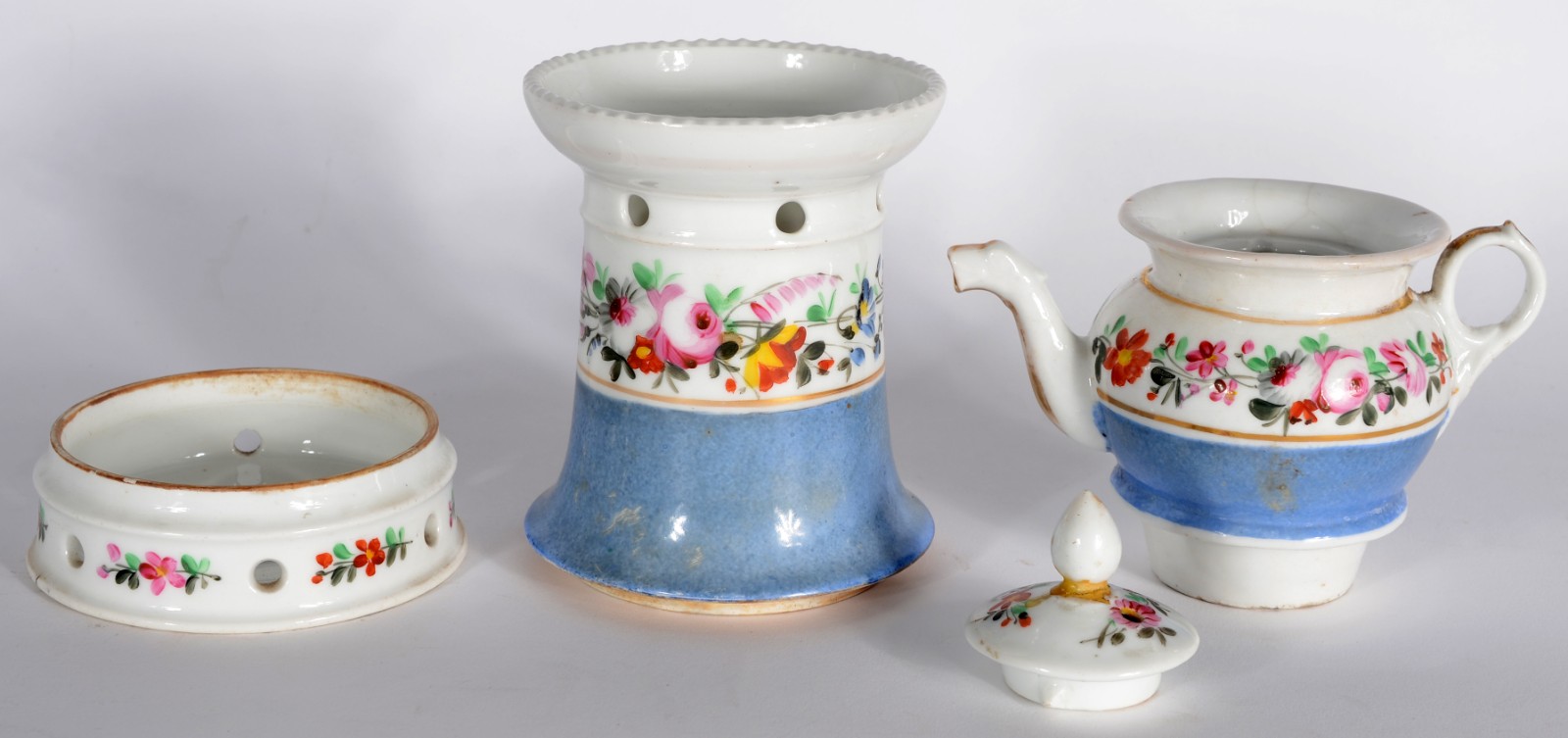"Veilleuse" de porcelana francesa Velho Paris, decoração floral em... - foto 2 de 8