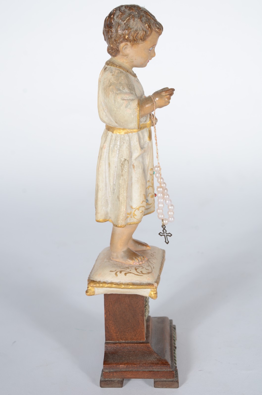 Menino Deus - Imagem de madeira policromada e dourada sobre pedestal... - foto 5 de 8