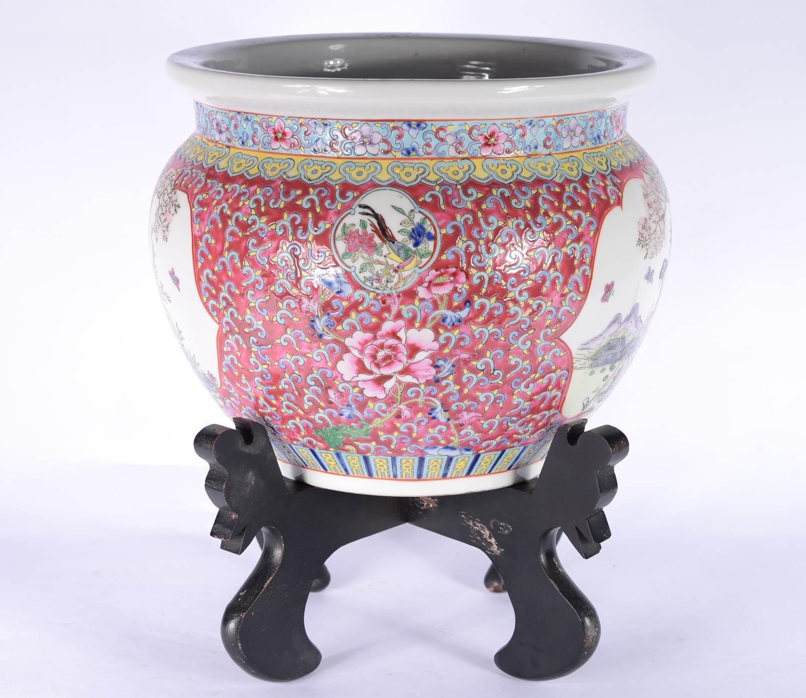 Cachepot de porcelana oriental decorado com cena romântica em... - foto 2 de 6