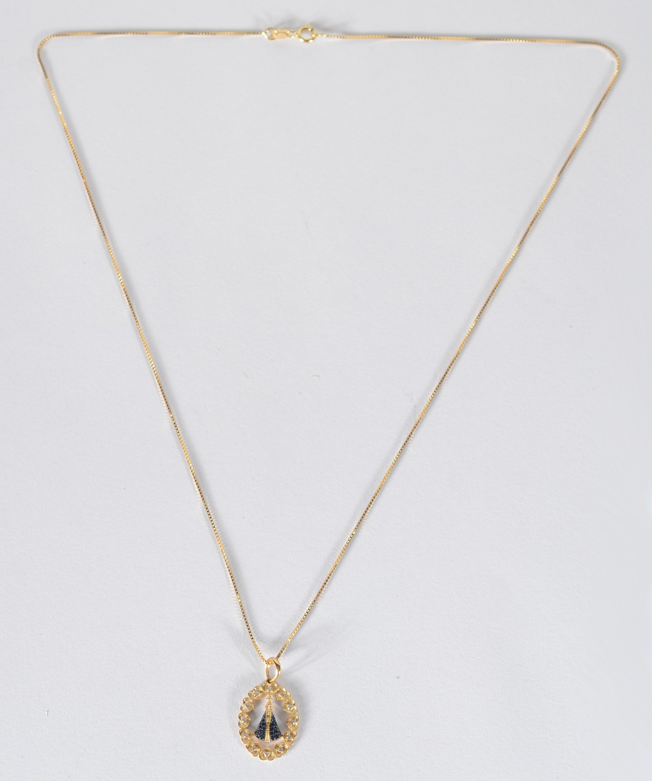 Colar de ouro 18 k., contraste 750 mls com pendente de Nossa Senhora... - foto 2 de 6