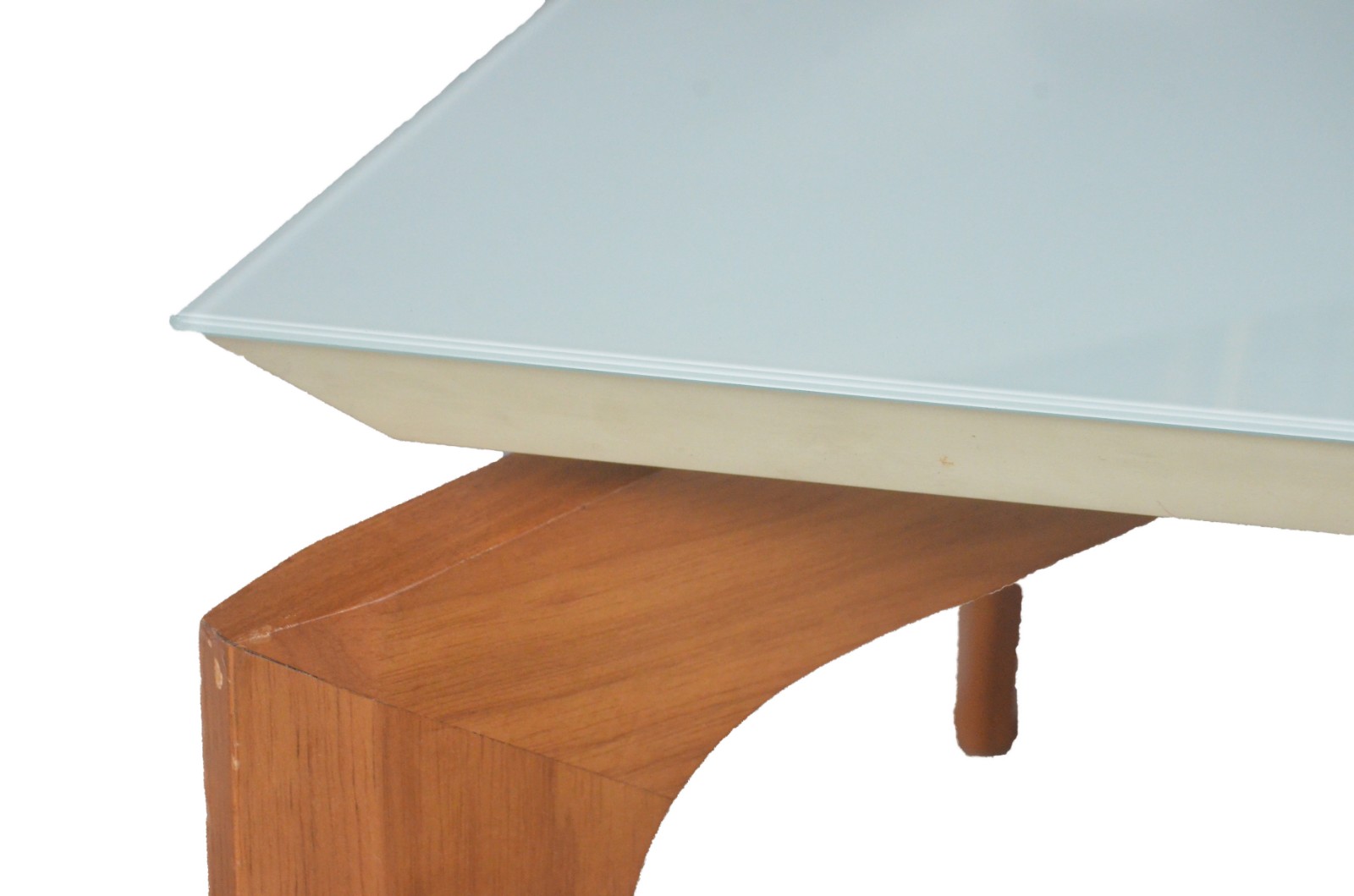 Mesa de jantar com tampo de vidro e base de madeira. Designer moderno. - foto 3 de 4