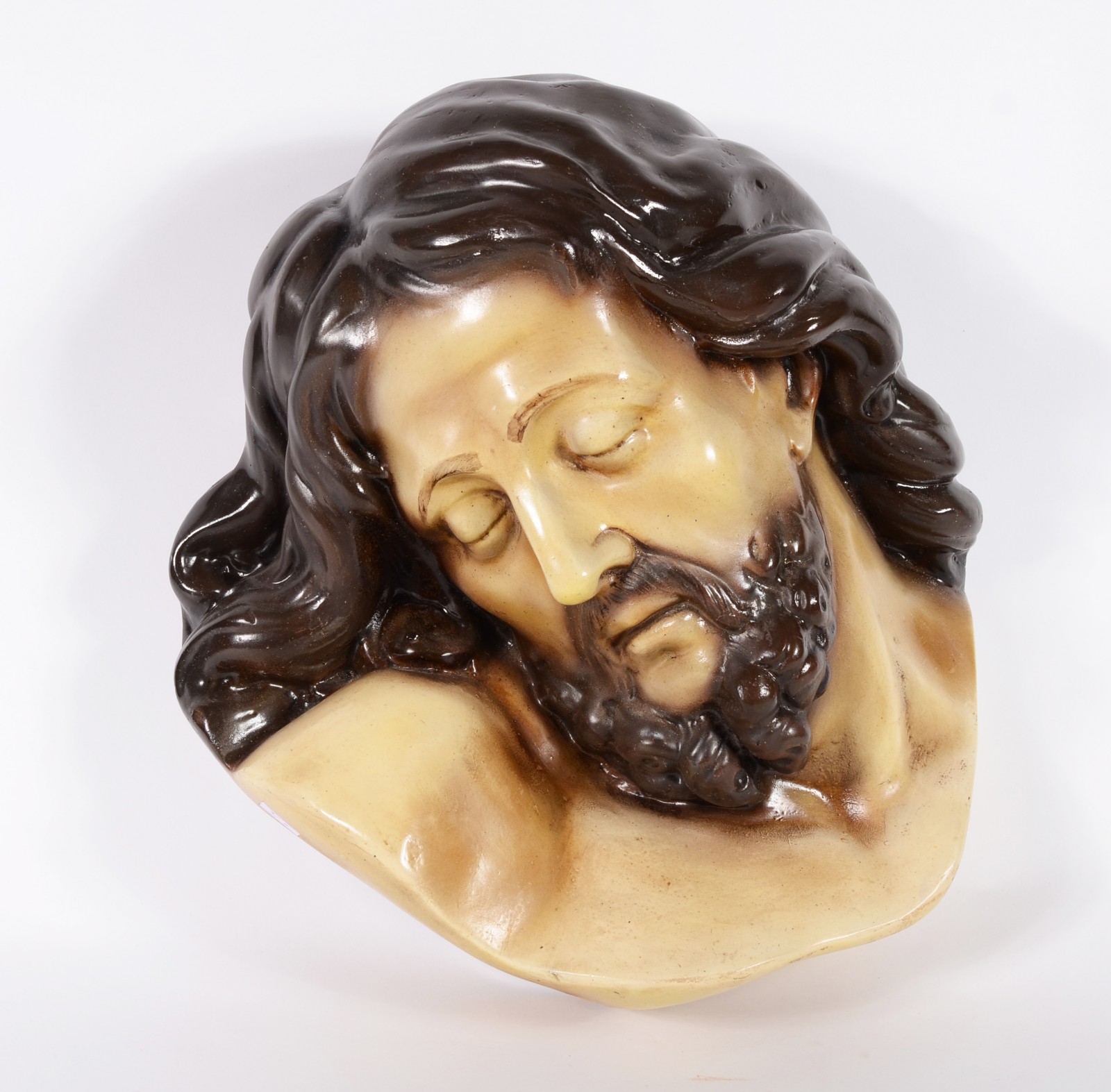 Cabeça de Cristo - Grande imagem de gesso com pintura resinada em... - foto 1 de 2