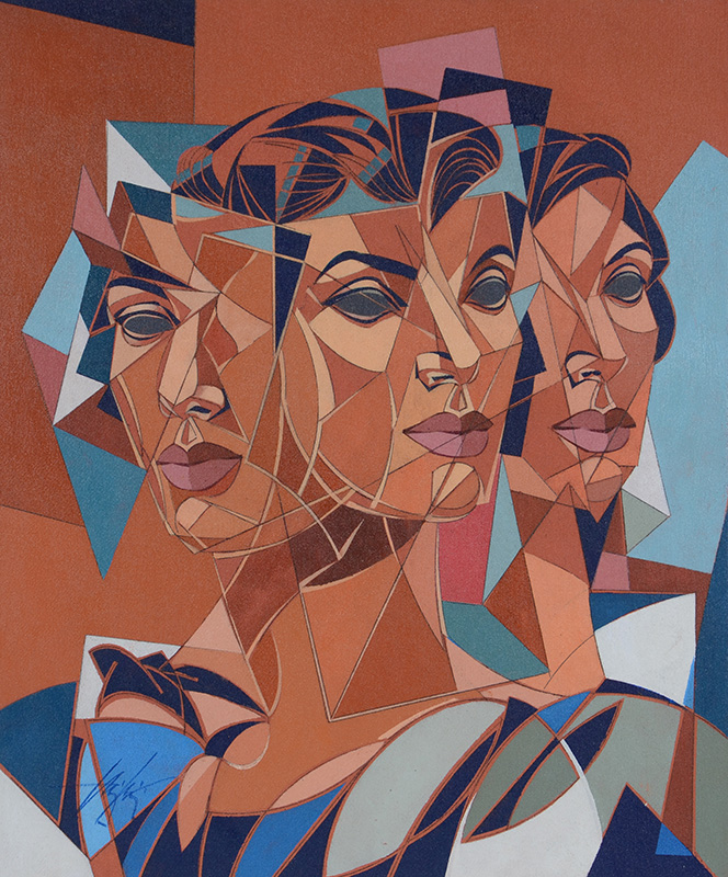 HENRI CARRIERES (1947) - Figuras - ost - 50 x 60. - foto 2 de 3