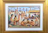 Hector Carybé (1911-1997), Figuras de índias - Vinil sobre cartão colado em eucatex. Datado 1986