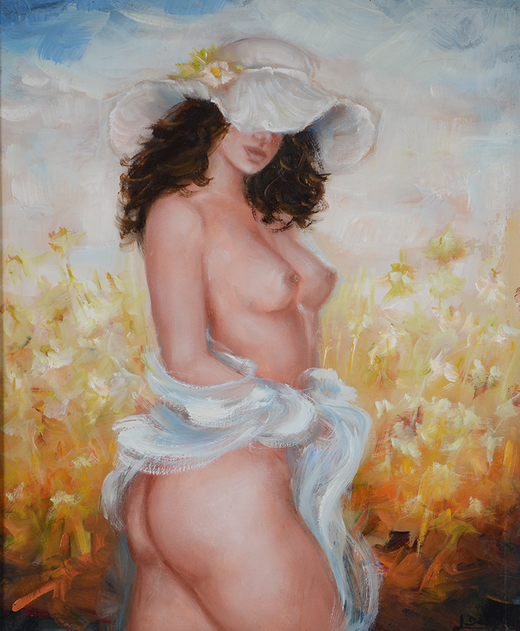 LUCIA DE BOM - Nu de lado com chapeu - ost - 55 x 46 - foto 2 de 4