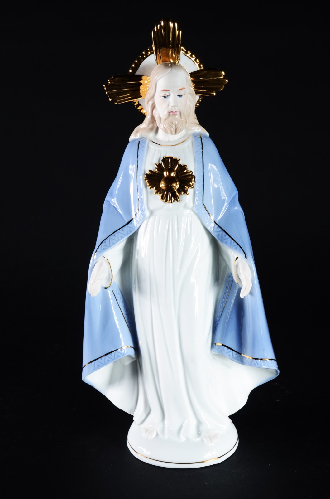 Estatueta de porcelana policromada representando Sagrado Coração de... - foto 1 de 7