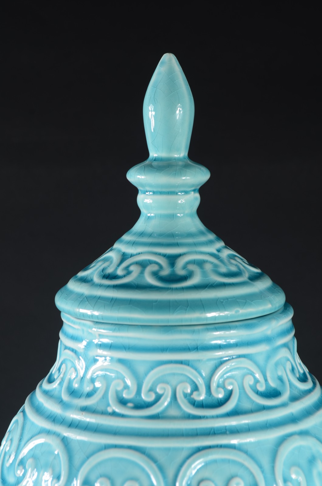 Potiche de cerâmica vitrificada na cor azul turquesa. - foto 2 de 8