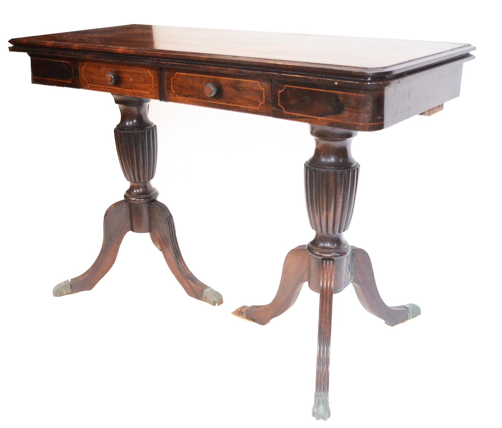 Mesa/aparador console de madeira nobre, duas gavetas, tampo dobrável... - foto 1 de 11