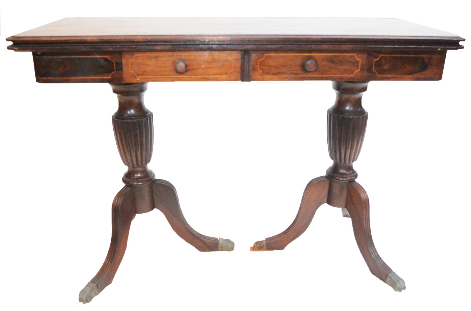Mesa/aparador console de madeira nobre, duas gavetas, tampo dobrável... - foto 2 de 11