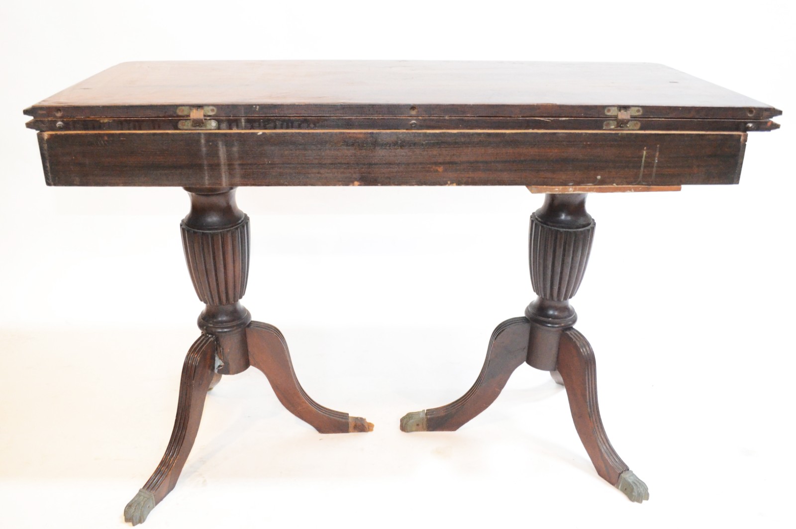 Mesa/aparador console de madeira nobre, duas gavetas, tampo dobrável... - foto 11 de 11