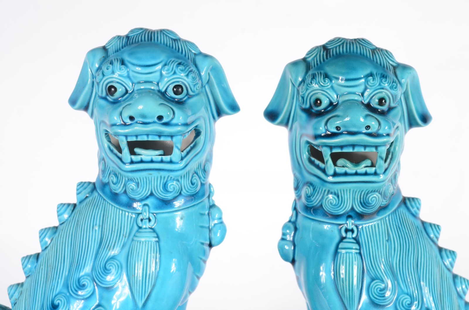Par cães de fó de porcelana azul turquesa. - foto 2 de 8