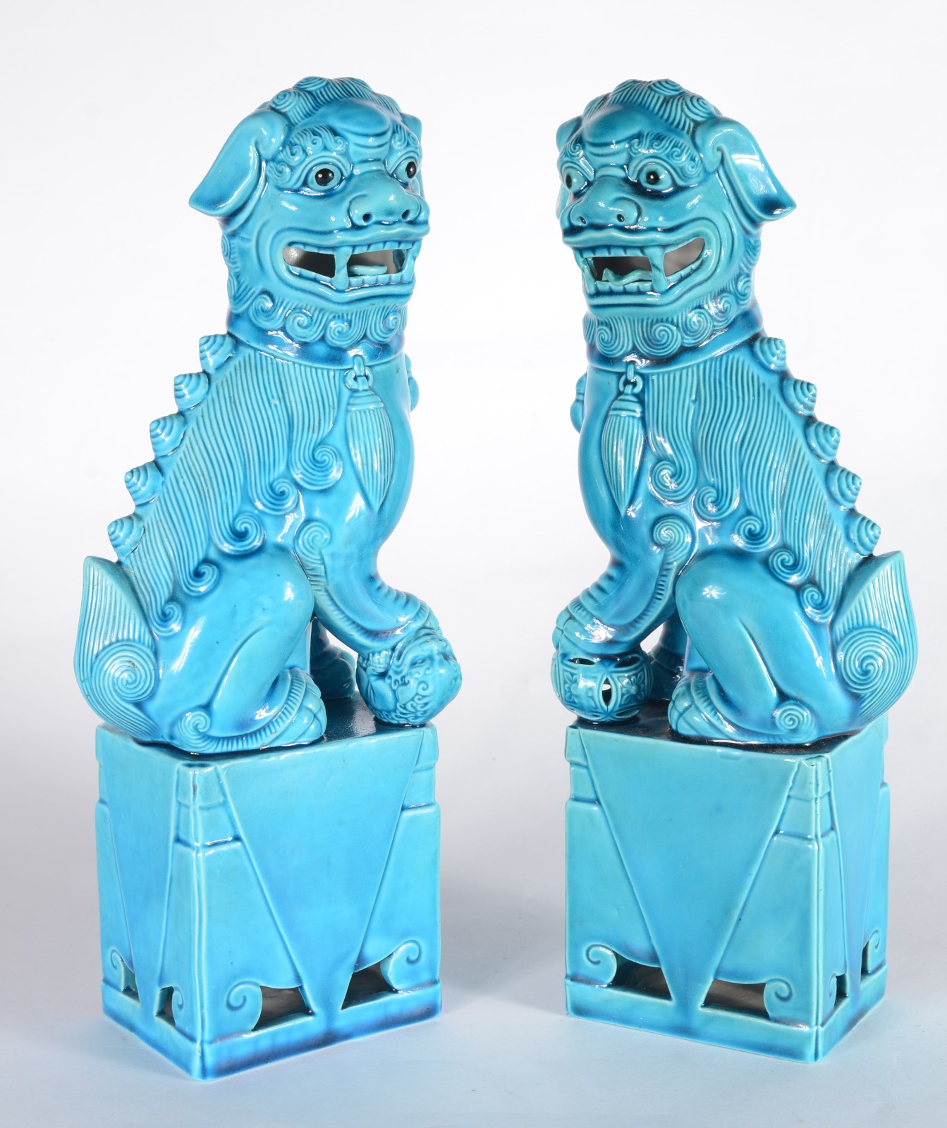 Par cães de fó de porcelana azul turquesa. - foto 4 de 8