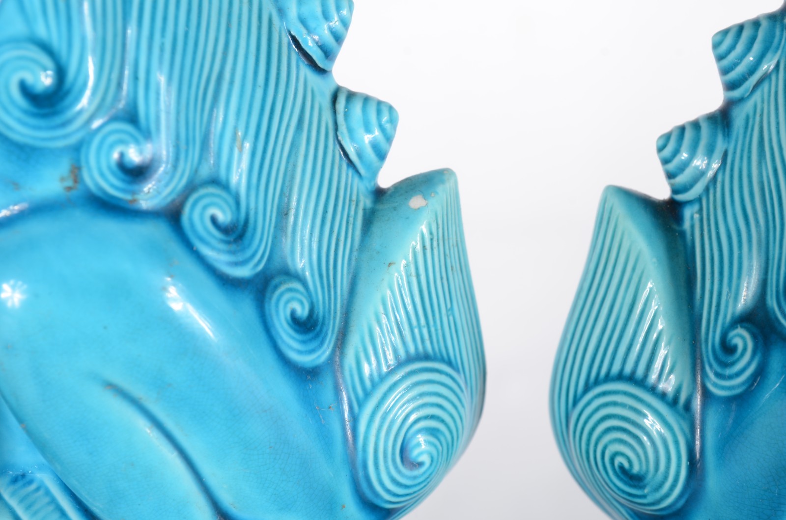 Par cães de fó de porcelana azul turquesa. - foto 7 de 8