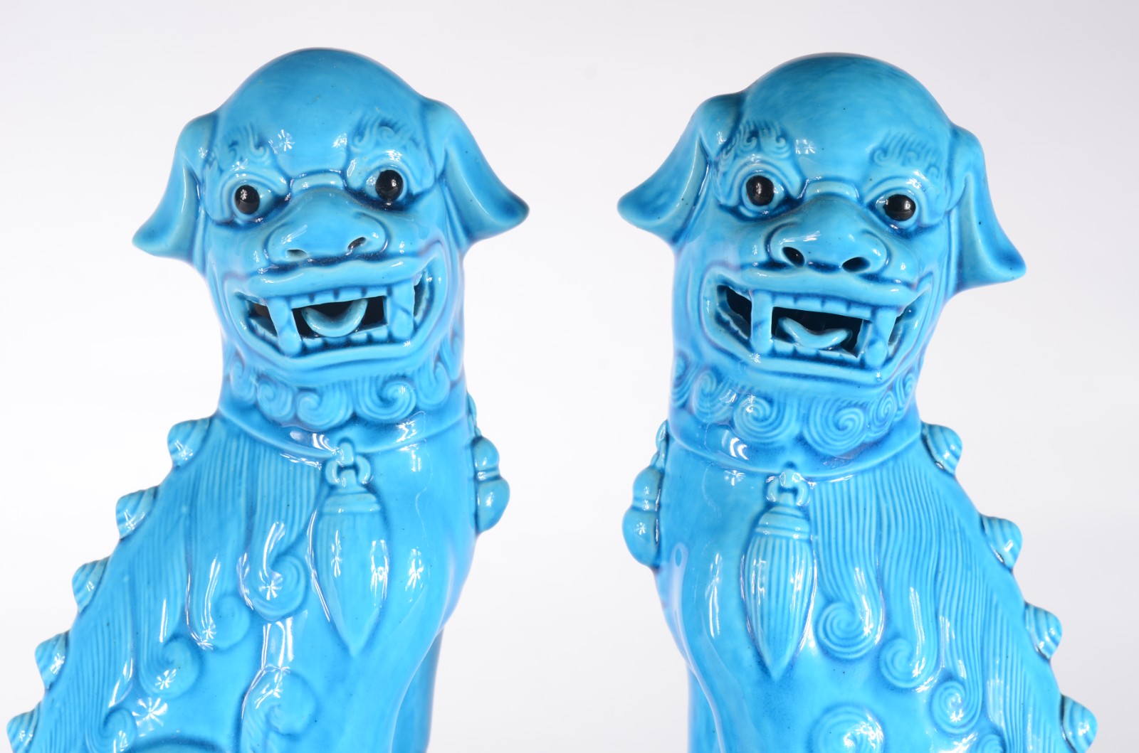 Par cães de fó de porcelana azul turquesa. - foto 2 de 8