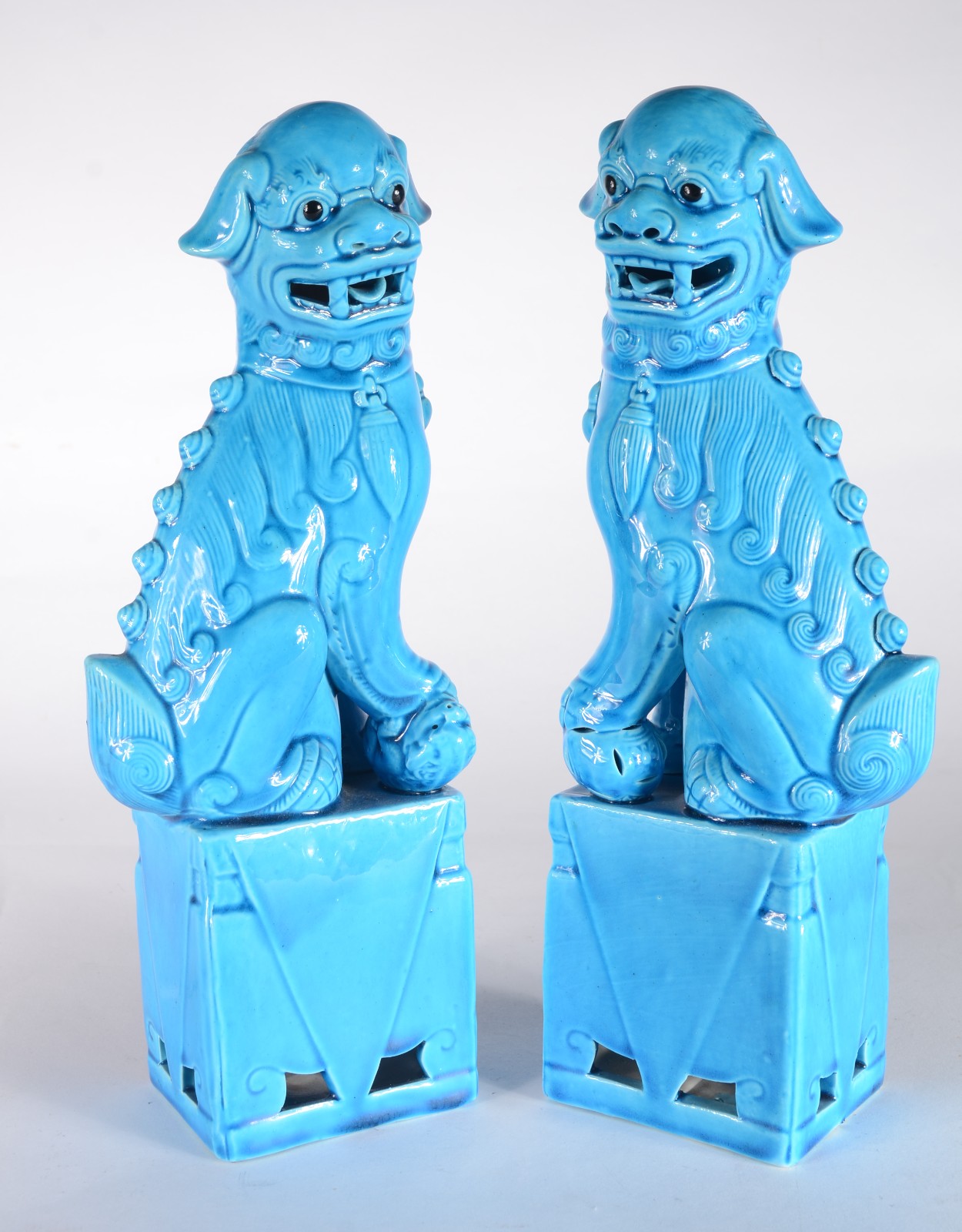 Par cães de fó de porcelana azul turquesa. - foto 4 de 8