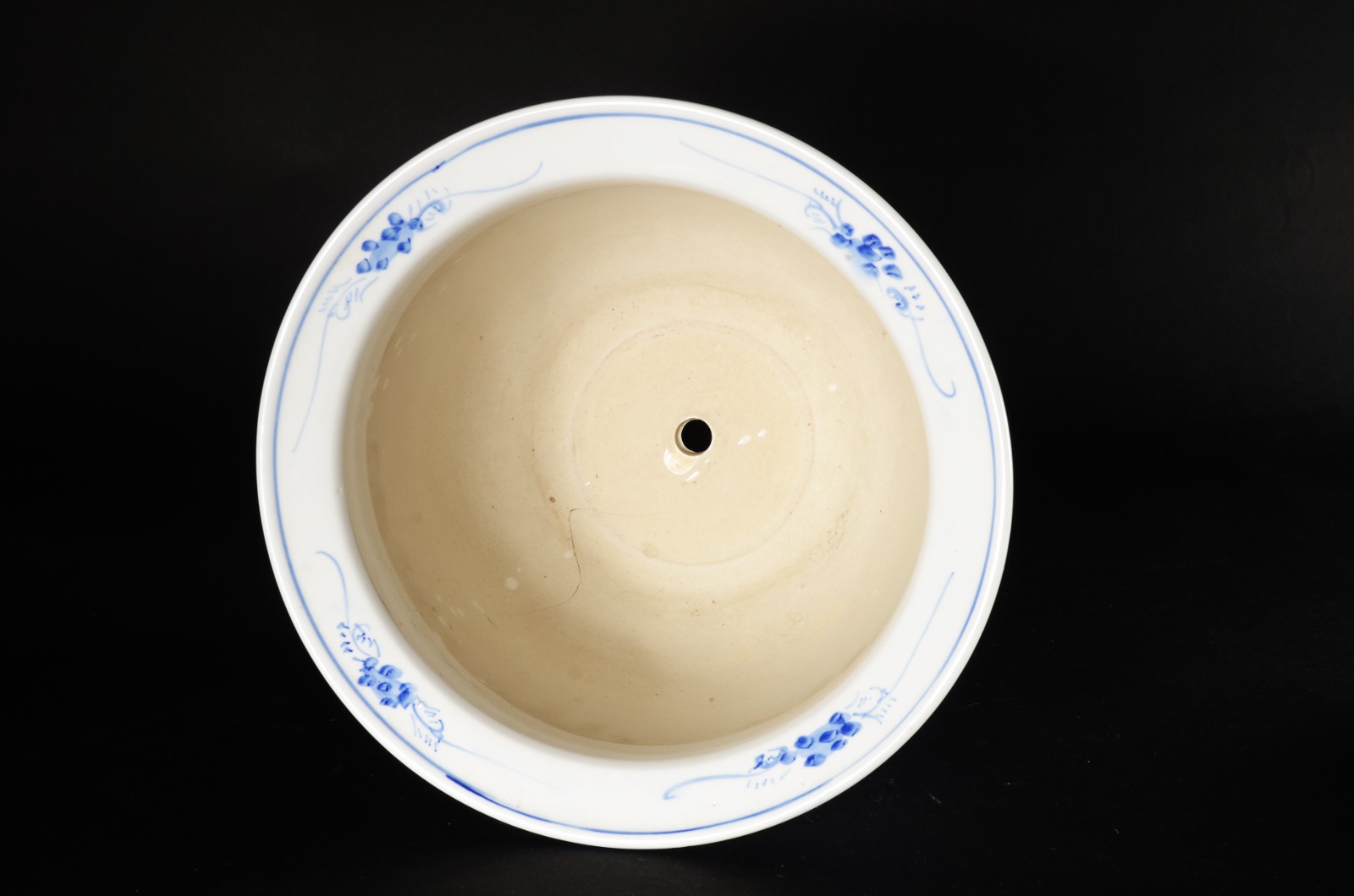 Cachepot com prato de porcelana oriental azul e branca (fio de cabelo... - foto 3 de 7