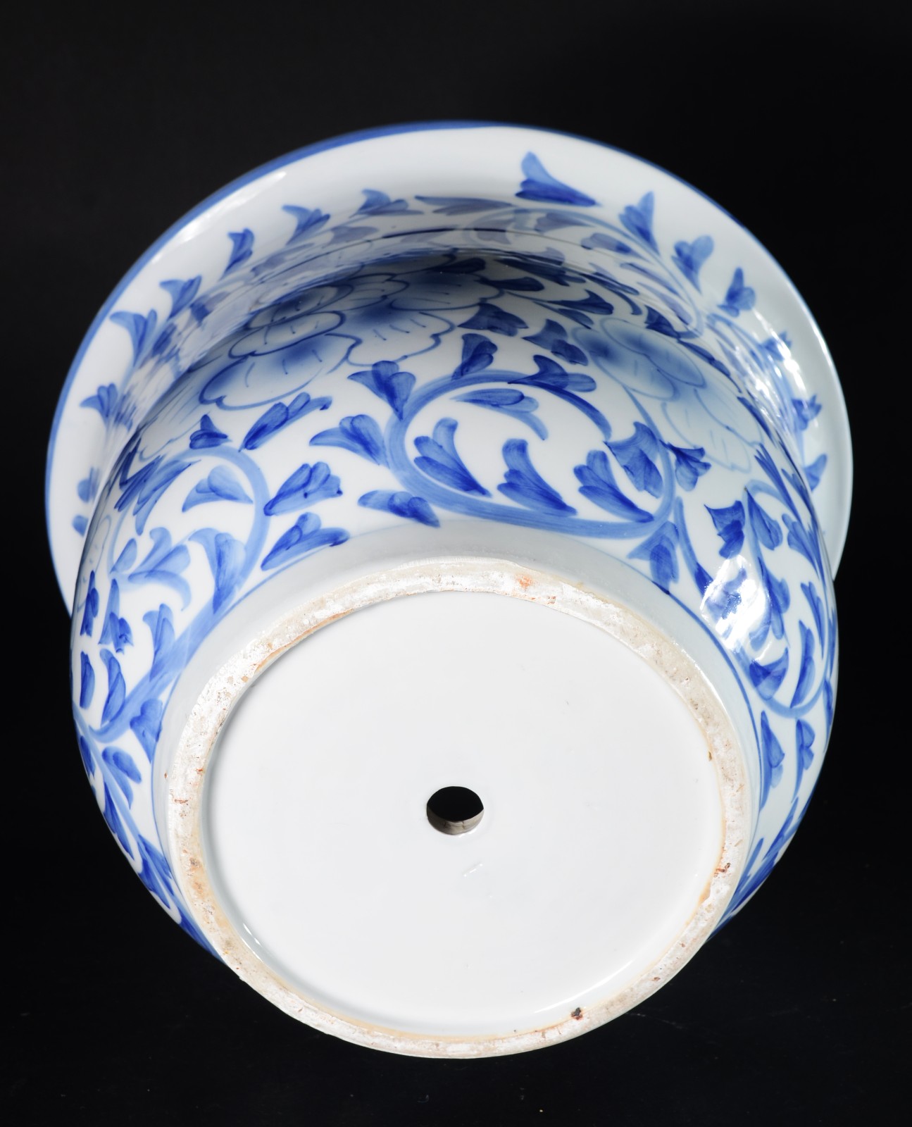 Cachepot com prato de porcelana oriental azul e branca (fio de cabelo... - foto 5 de 7