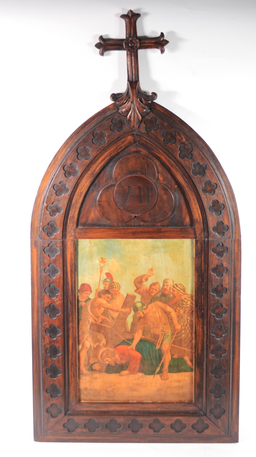 Quadro sacro de madeira trabalhada com reprodução de uma das... - foto 1 de 8