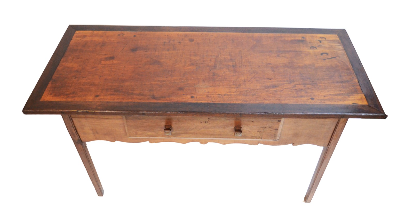 Mesa de encostar de madeira nobre, tampo retangular com uma gaveta... - foto 4 de 5