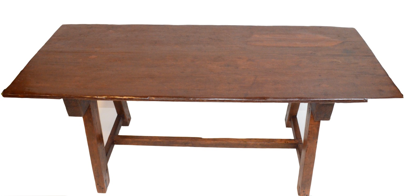 Mesa de fazenda em madeira rústica, dita "de cavalete", tampo liso... - foto 3 de 7