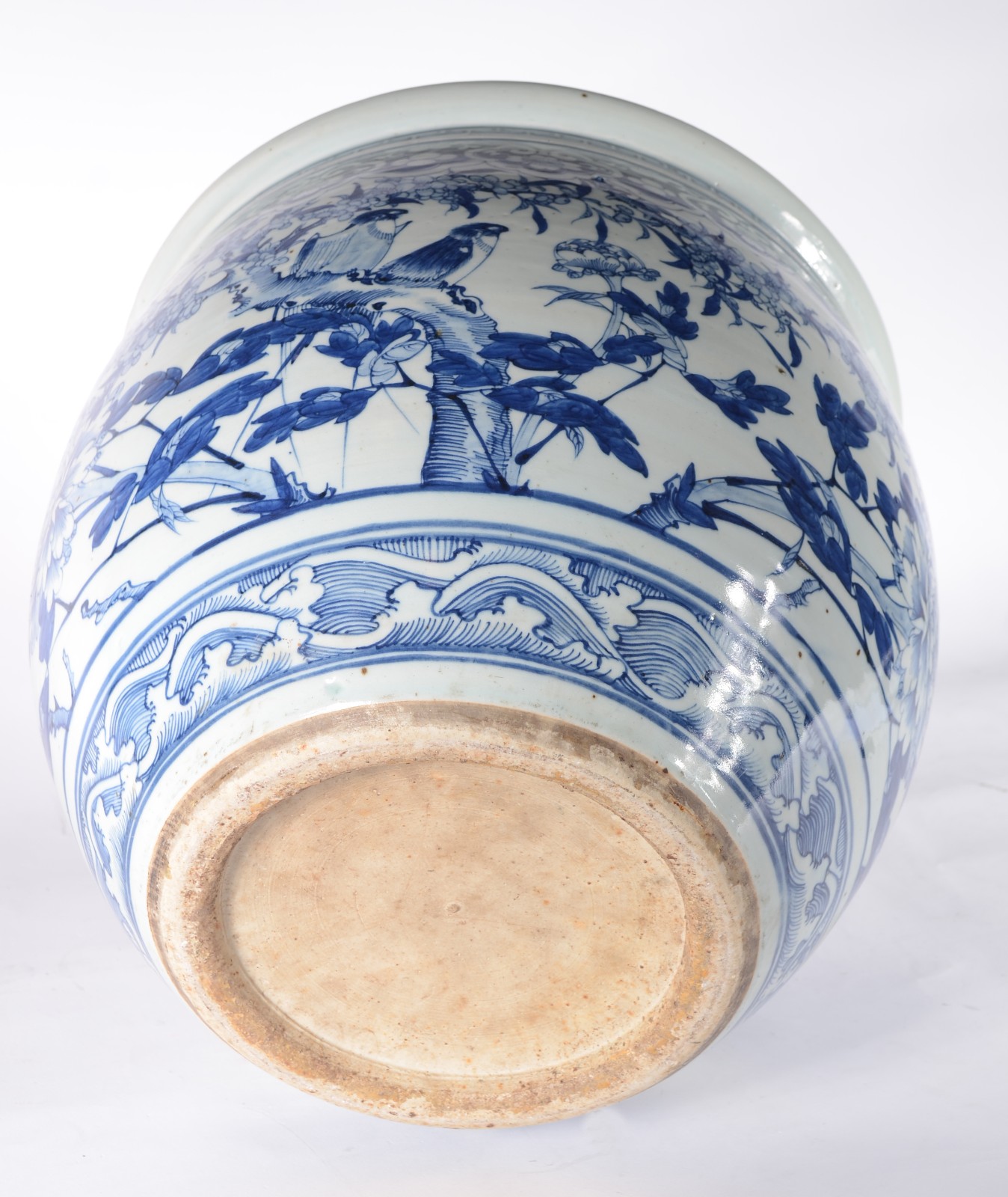 Cachepot de porcelana oriental decorado com pássaros e flores em azul... - foto 6 de 6
