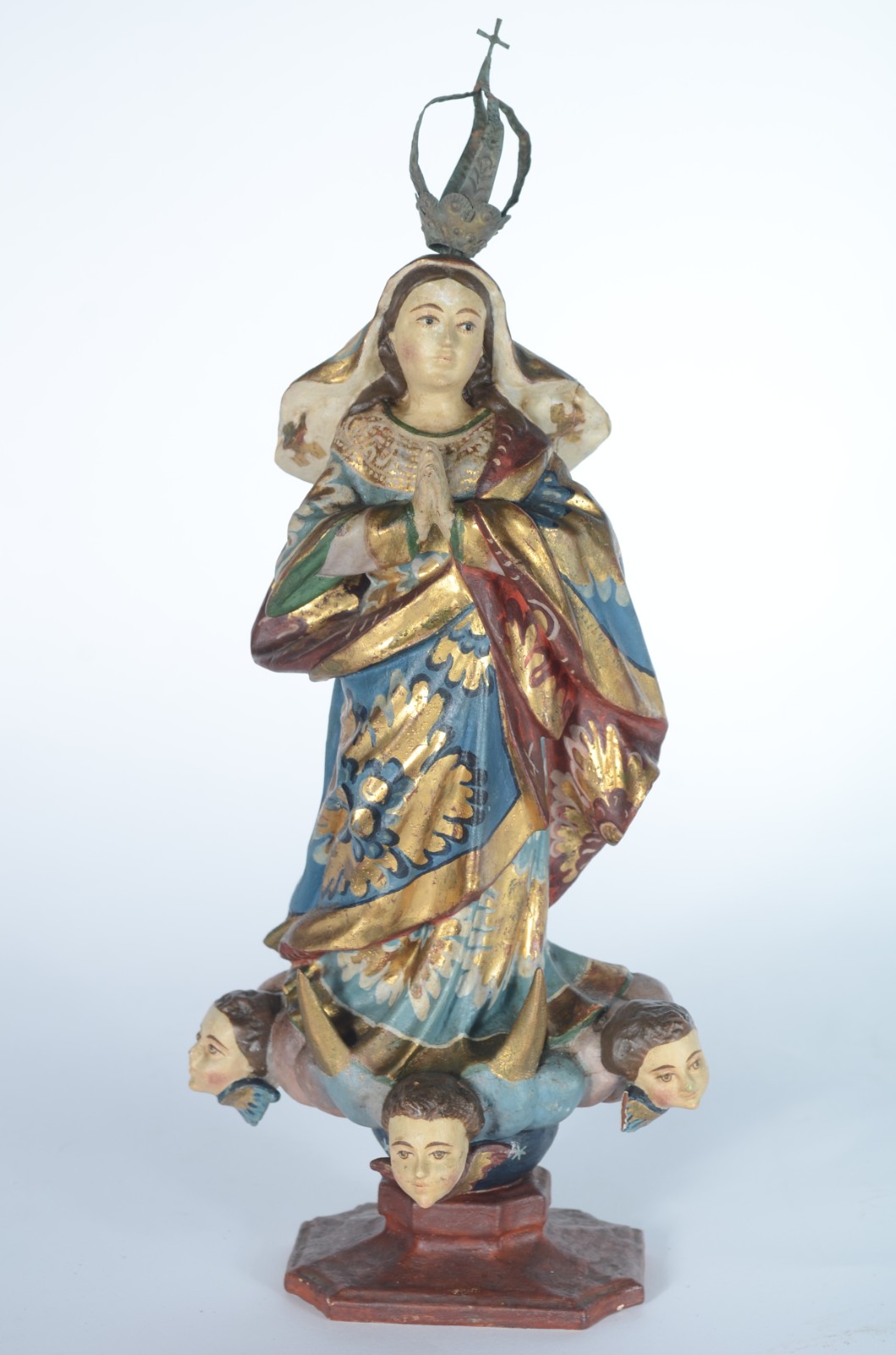 Nossa Senhora da Conceição - Imagem de madeira policromada com coroa... - foto 1 de 11