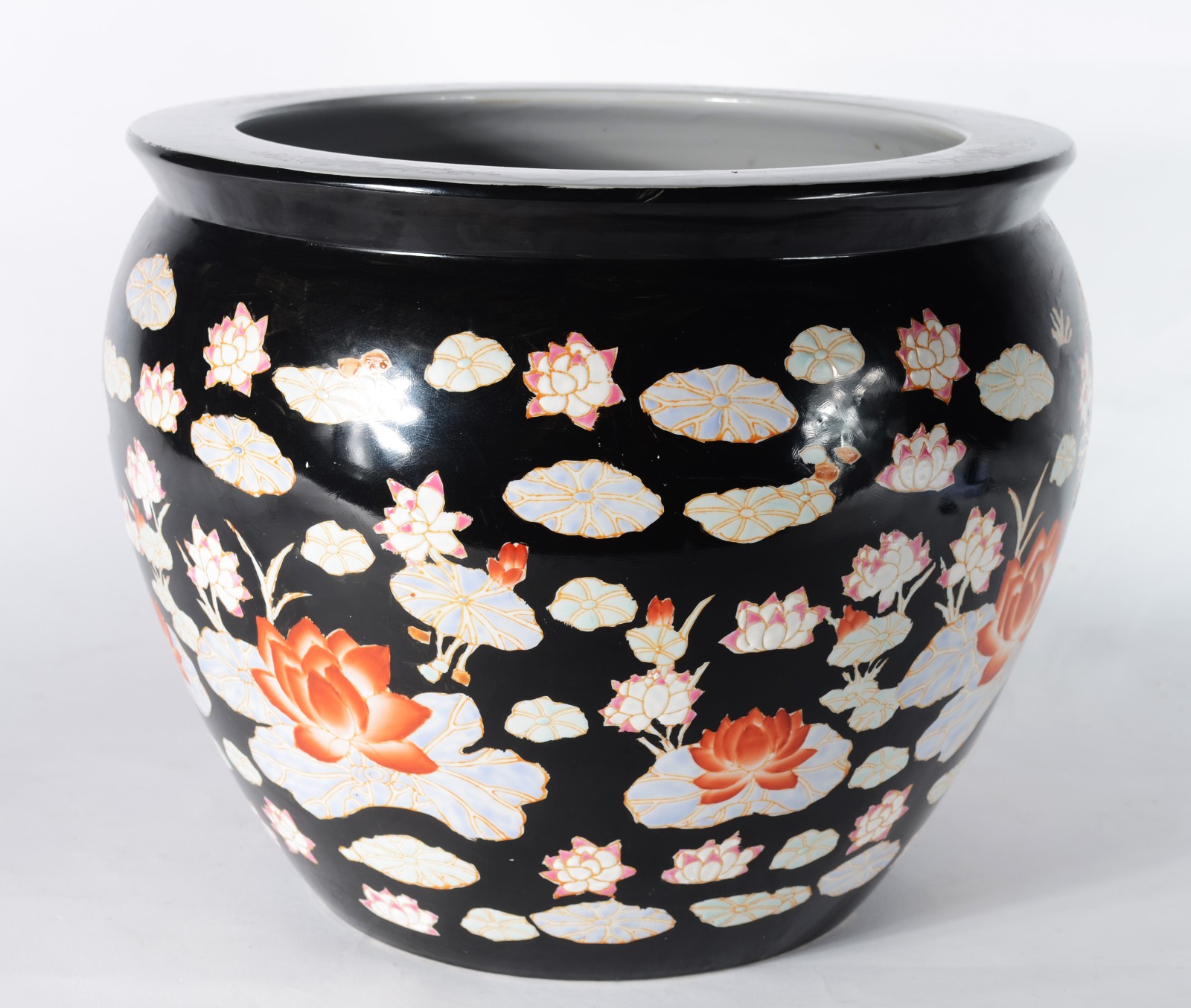 Cachepot/aquário de porcelana chinesa, decoração com flores em... - foto 1 de 6