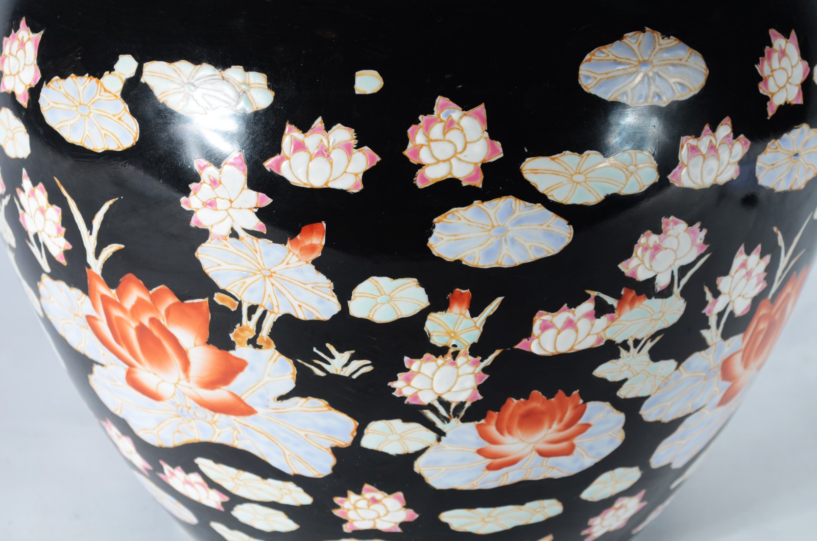 Cachepot/aquário de porcelana chinesa, decoração com flores em... - foto 2 de 6