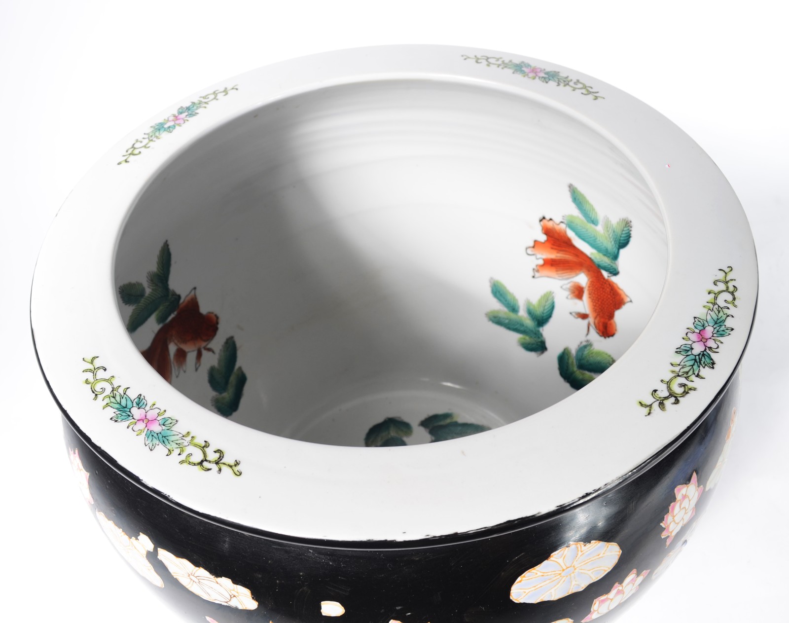 Cachepot/aquário de porcelana chinesa, decoração com flores em... - foto 3 de 6