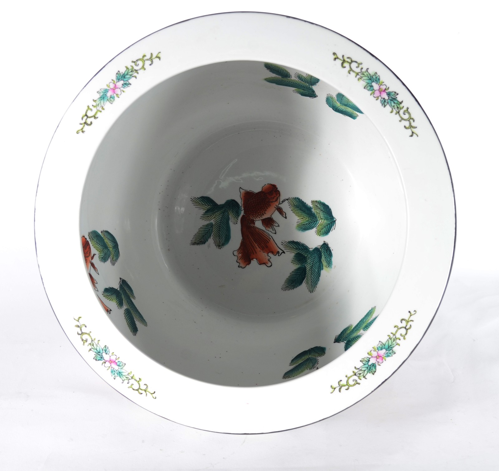 Cachepot/aquário de porcelana chinesa, decoração com flores em... - foto 4 de 6