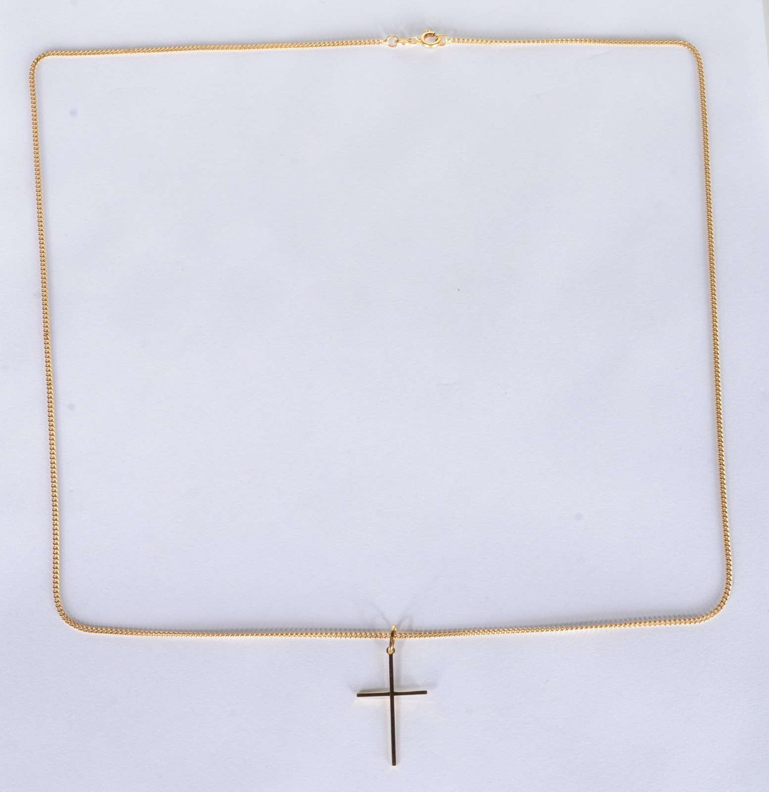 Colar com pendente feitio cruz de ouro 18 k., contraste 750 mls. (Por... - foto 2 de 7