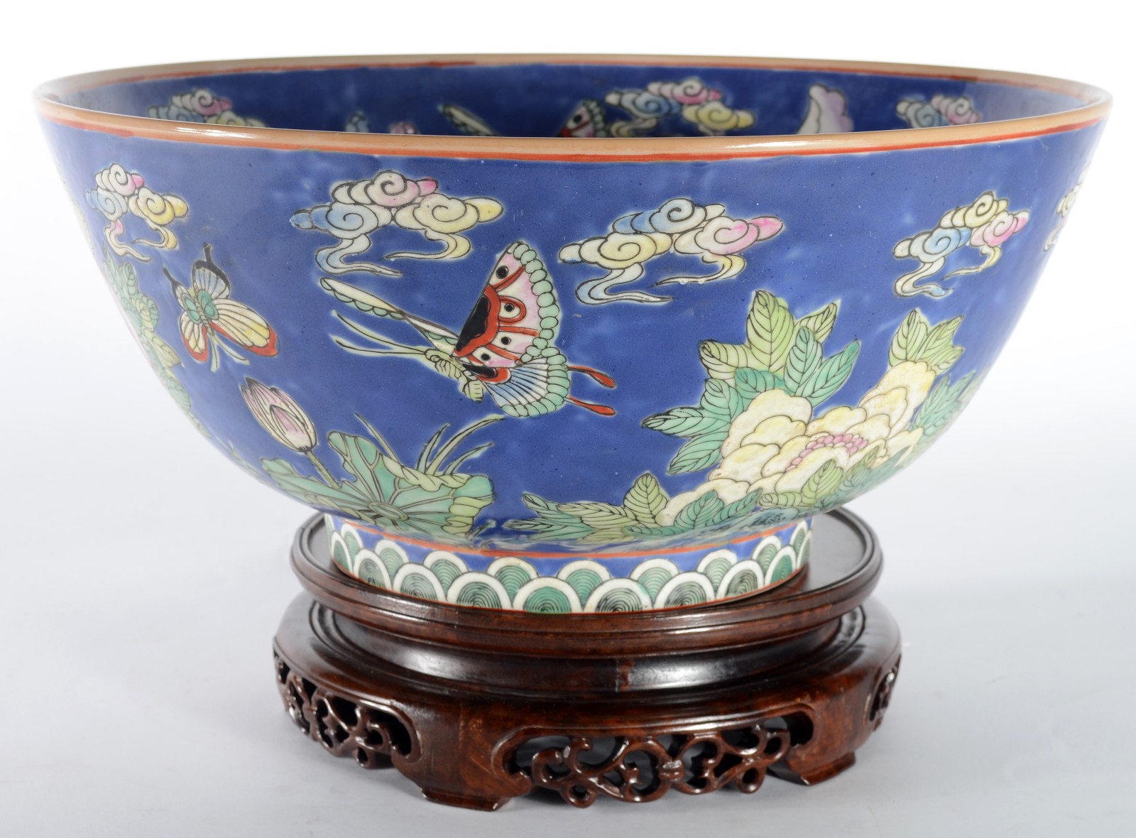 Bowl de porcelana oriental com base de madeira. - foto 2 de 7
