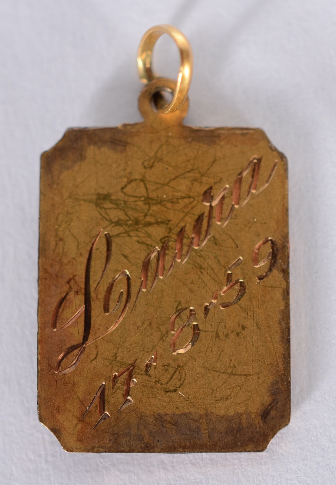 Alfinete de ouro 18 k., com medalha. Acompanha pendente com Nossa... - foto 5 de 5