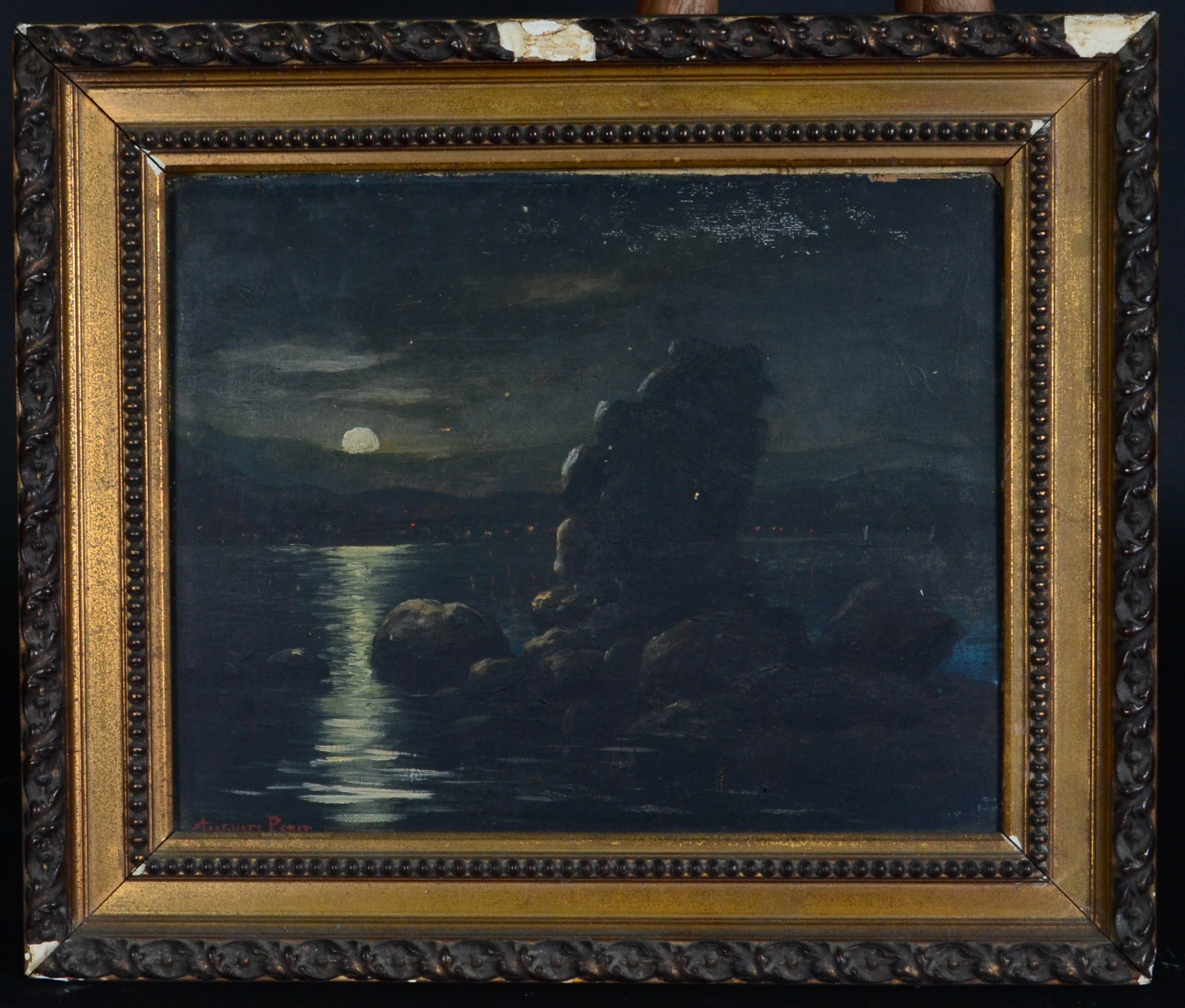 Auguste Petit (1844-1927), Pedra do Índio ao luar, Niterói - foto 1 de 3