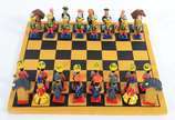 ARTE POPULAR,  - Arte Popular - Jogo de xadrez com peças de barro cozido policromado.