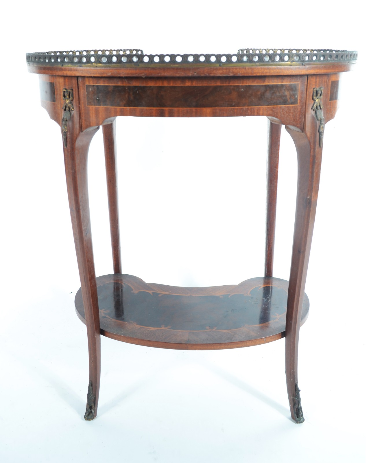 Mesa auxiliar de madeira nobre feitio rim, trabalhada em marqueterie... - foto 6 de 6