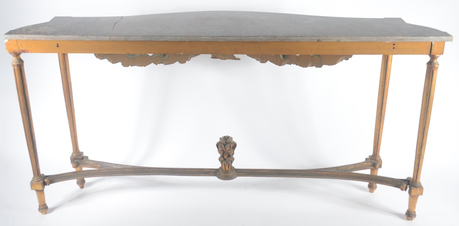 Console de madeira nobre dourada, saia entalhada com guirlandas... - foto 4 de 8