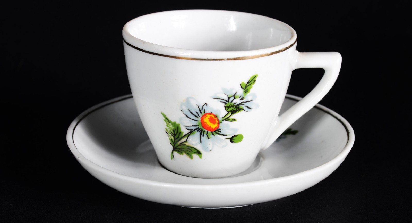 Pequeno serviço para café de porcelana "Pozzani", branca com flor em... - foto 6 de 9