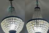 Par de lustres estilo Império de metal e contas... - Par de lustres estilo Império de metal e contas de cristal.