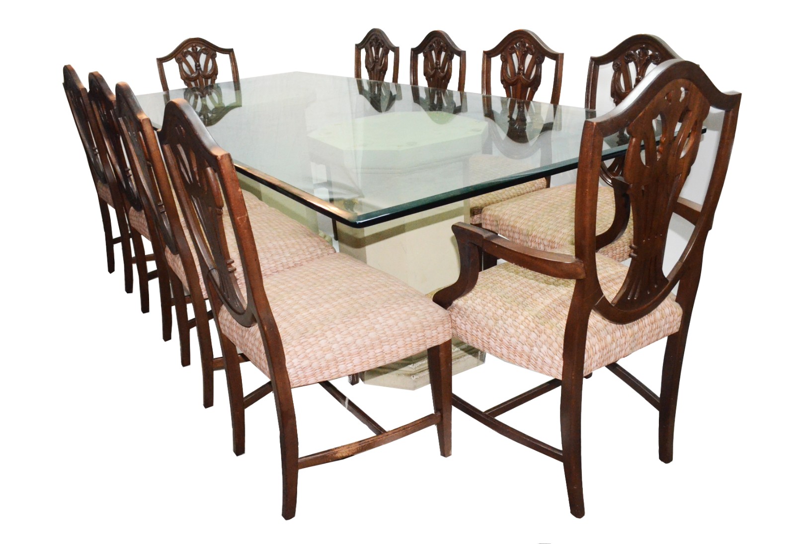Mesa de jantar com duas bases quadrangulares de madeira patinada... - foto 1 de 8