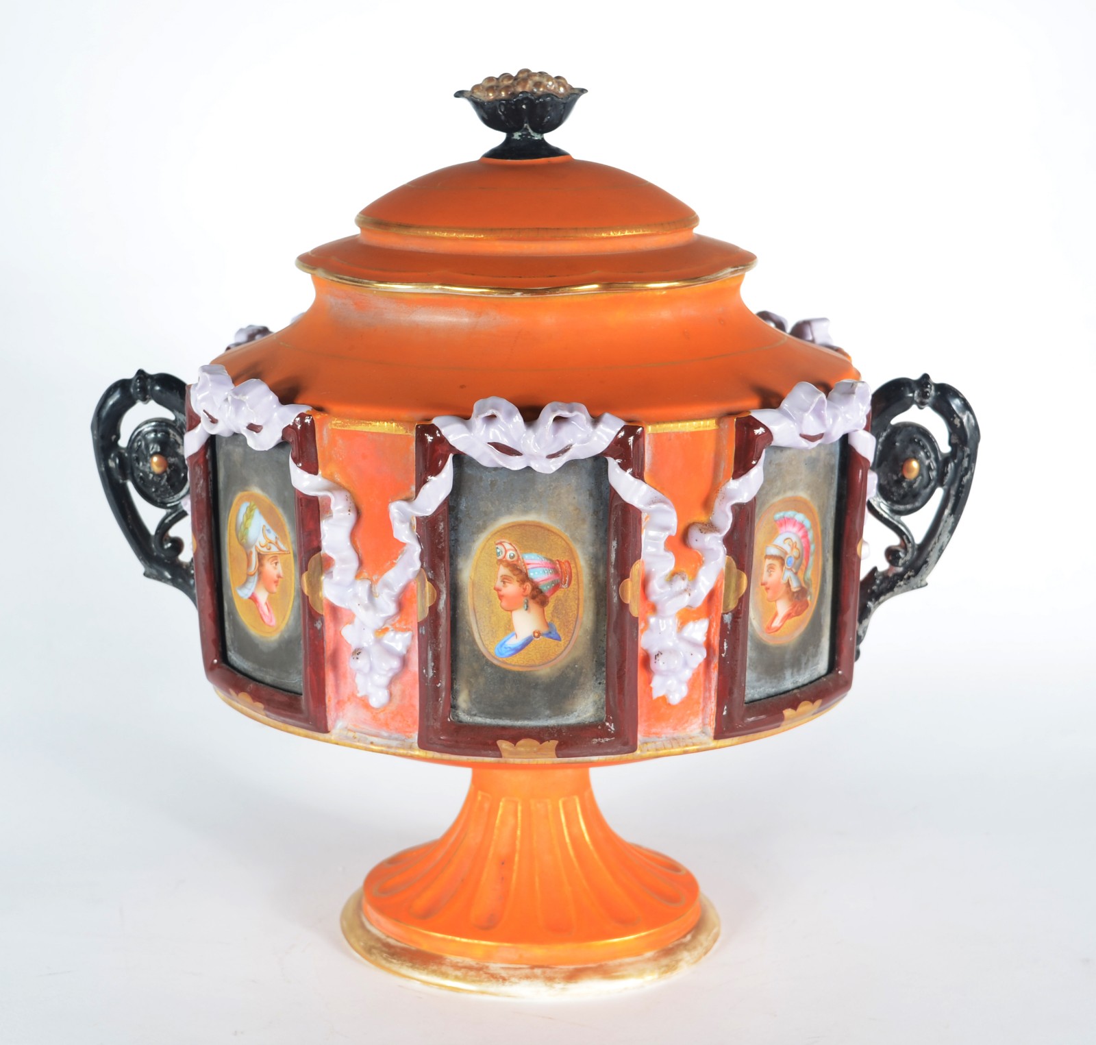 Ânfora de porcelana francesa Velho Paris, decorada com pequenos... - foto 1 de 9