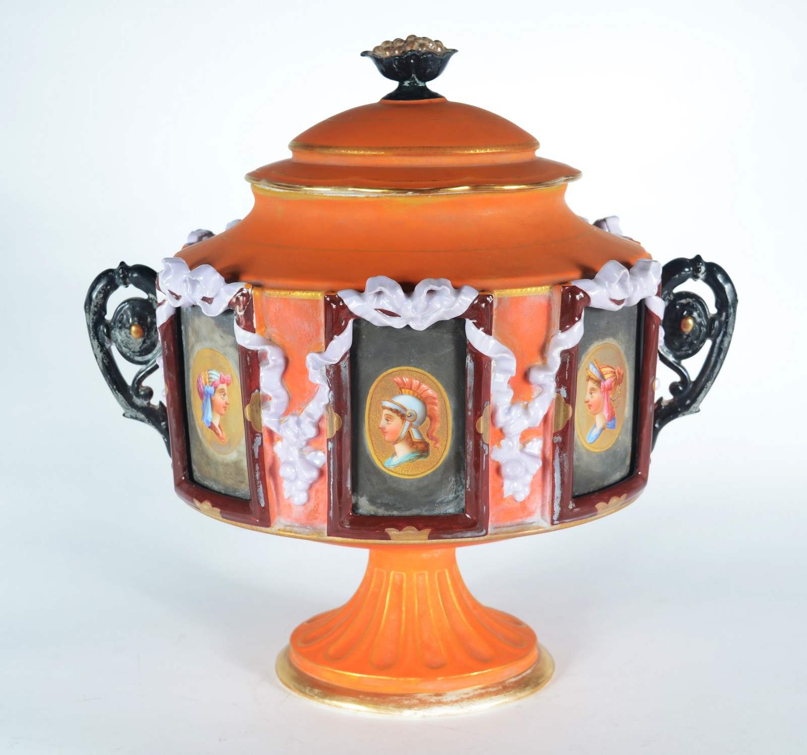 Ânfora de porcelana francesa Velho Paris, decorada com pequenos... - foto 7 de 9