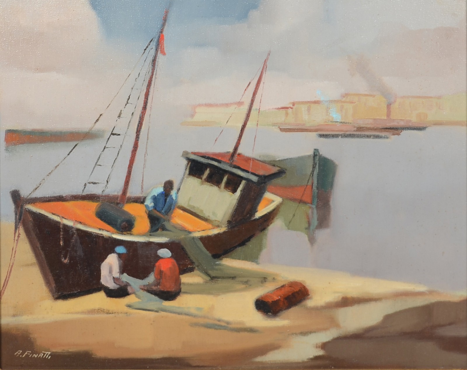 Antenor Finatti (1923), Barco e pescadores com rede - foto 1 de 4