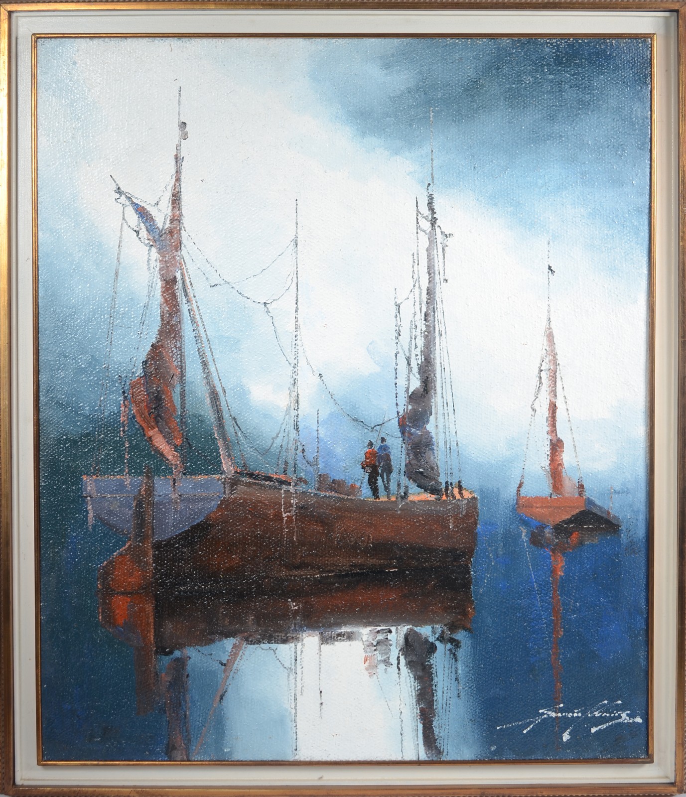 Sansão Pereira (1919-2014), Marinha com barcos - foto 2 de 4